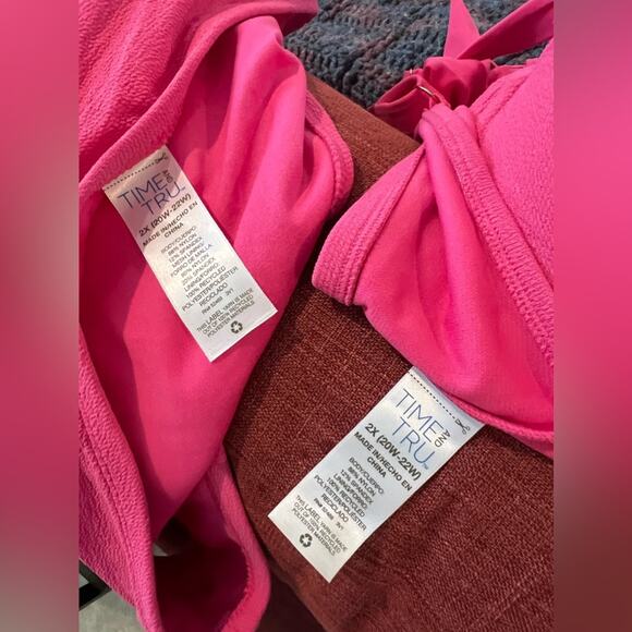 NWOT Time and Tru Solid Popcorn Texture Plus Hot Pink Bikini Swimsuit 2X (20-22) - Picture 11 of 11